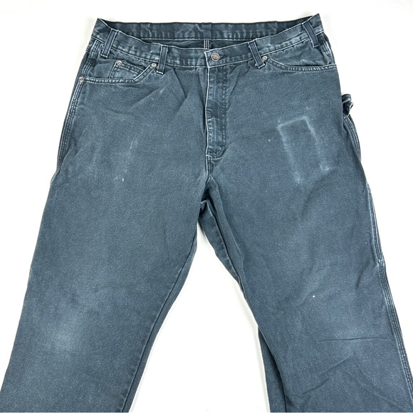 Dickies Duck Canvas Carpenter Workwear Pants 38 X 34 Work Dungaree Black - Picture 2 of 7